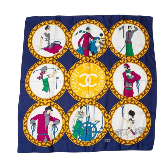 CHANEL VINTAGE RUE CABMON PARIS HOBBY SILK SCARF - Picture 1 of 8